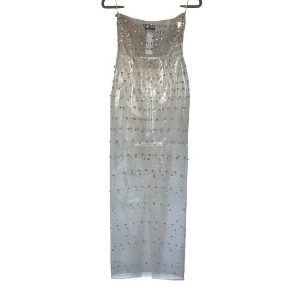 Blumarine Studded Crystal PVC Dress in Transparent 36 Womens Maxi Midi Gown - Picture 6 of 13